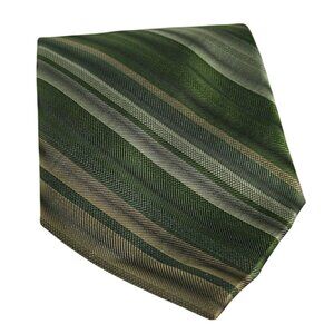 Vtg Nubio Mens Silk Tie Green Gold Striped Fashion Accessory Elegant Lux Formal
